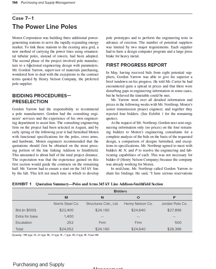Case Study: 7-1 The Power Line Poles: