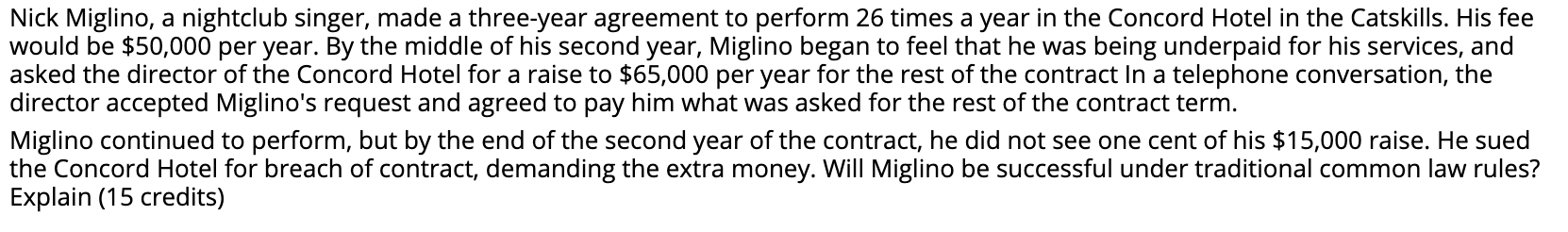 Nick Miglino, a nightclub singer, made a