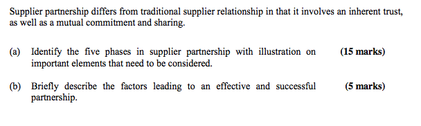 Supplier partnership differs from traditional