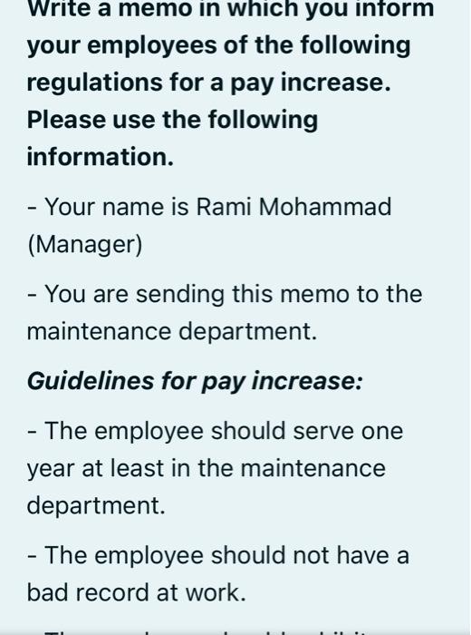 technical writing Write a memo in which you
