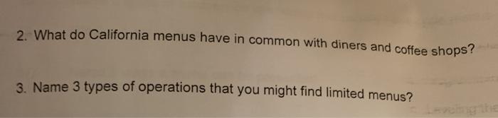 2. What do California menus have in common with