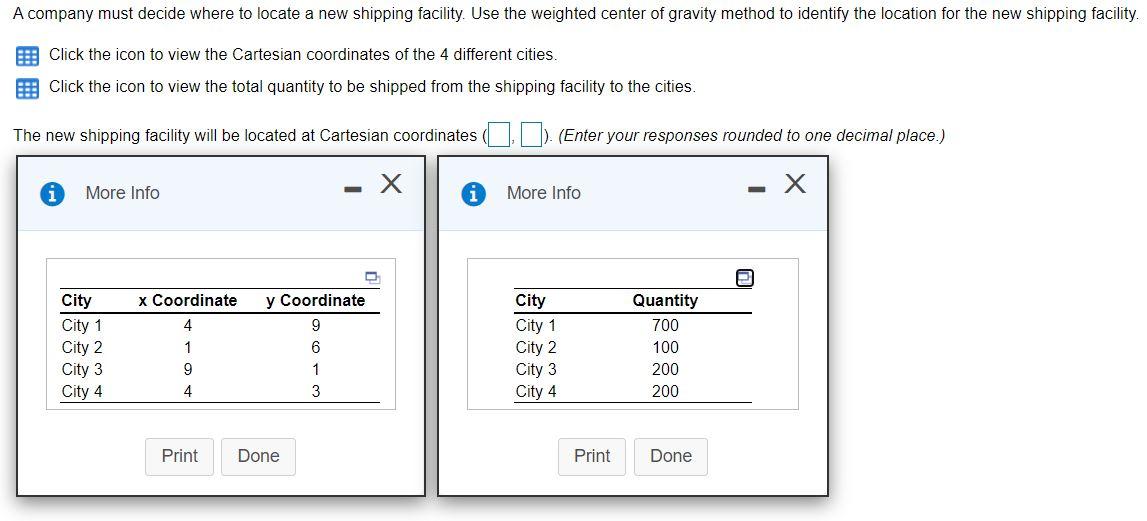 A company must decide where to locate a new