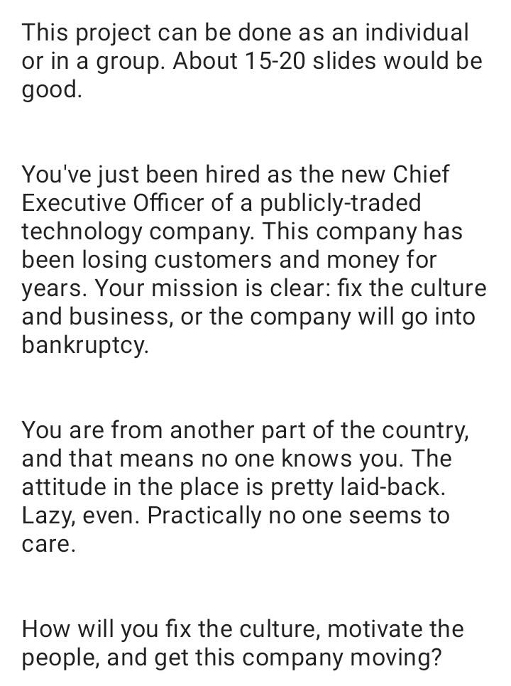 This project can be done as an individual or in a