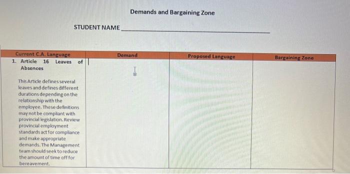 STUDENT NAME Current C.A. Language 1. Article 16