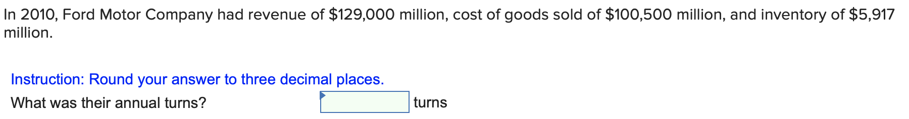 In 2010, Ford Motor Company had revenue of