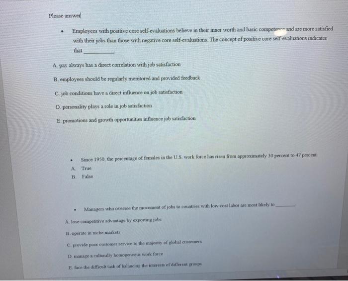 Please answer . Employees with positive core