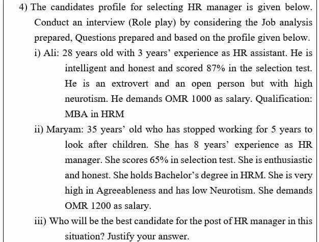 Title: human resources management 4) The