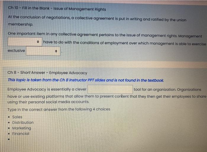 answer others i got for ch 10 and for chapter 8