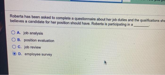 Roberta has been asked to complete a
