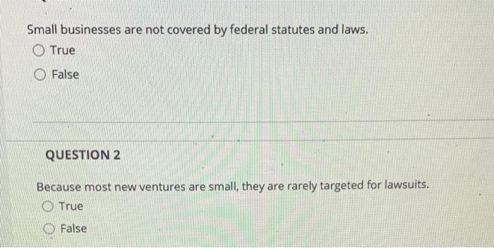 Small businesses are not covered by federal