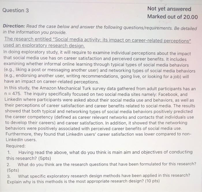 Marked out of 20.00 Direction: Read the case