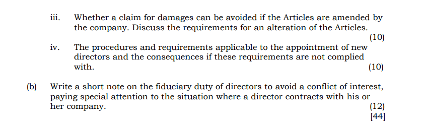 Question 2 (a) The members of Anchor (Pty)