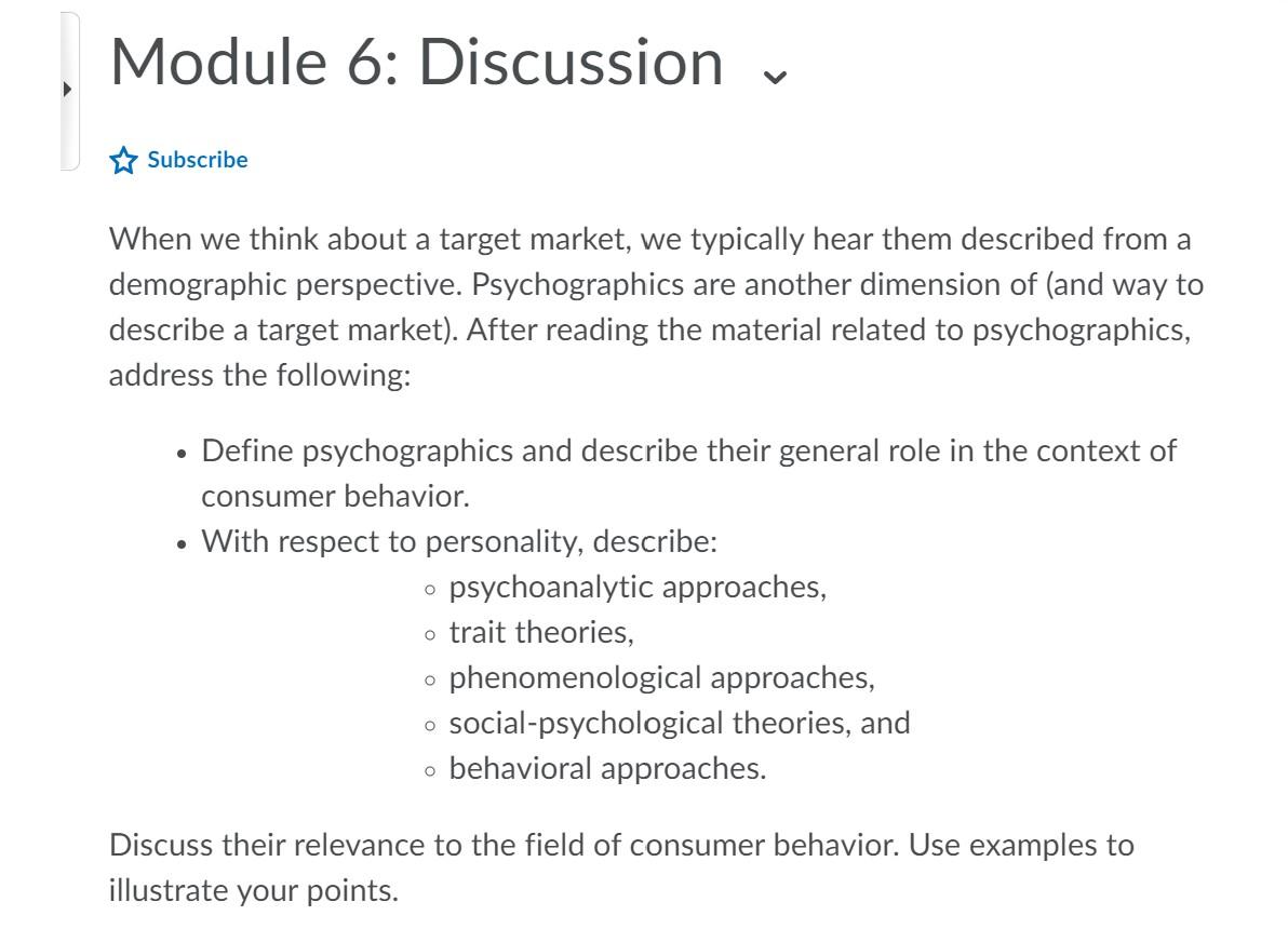 Module 6: Discussion v Subscribe When we think