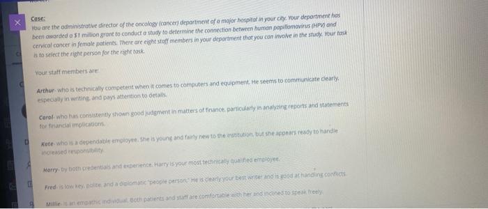 Case: You are the administrative director of the