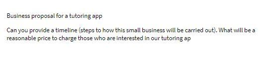 Business proposal for a tutoring app Can you