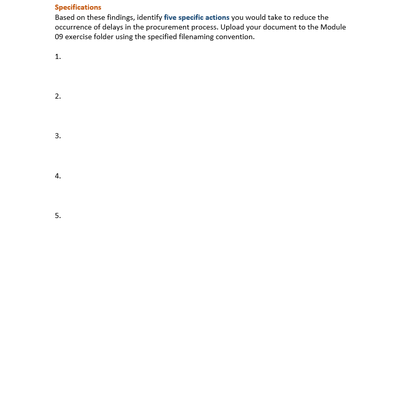Specifications Based on these findings, identify