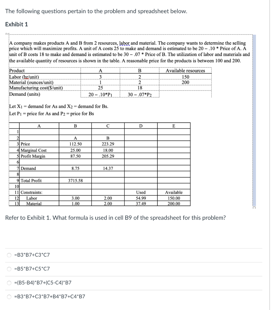 The following questions pertain to the problem
