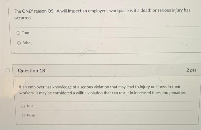 The ONLY reason OSHA will inspect an employer's