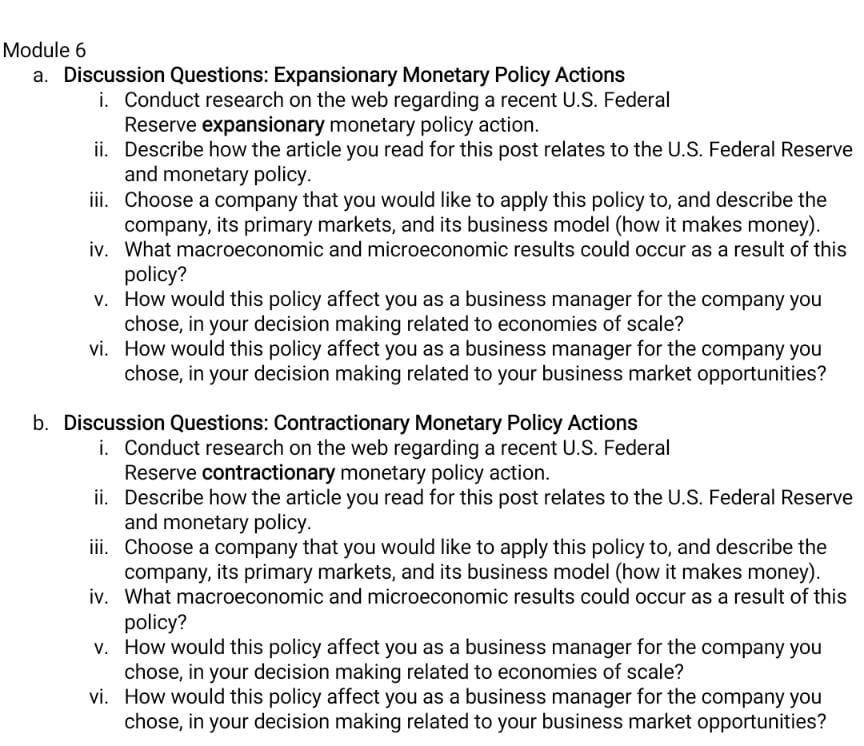 Module 6 a. Discussion Questions: Expansionary