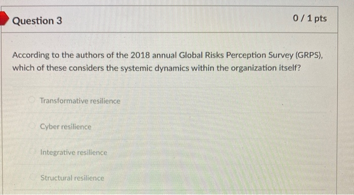 Question 3 0 / 1 pts According to the authors of