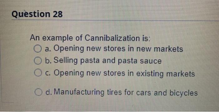 Question 28 An example of Cannibalization is: a.