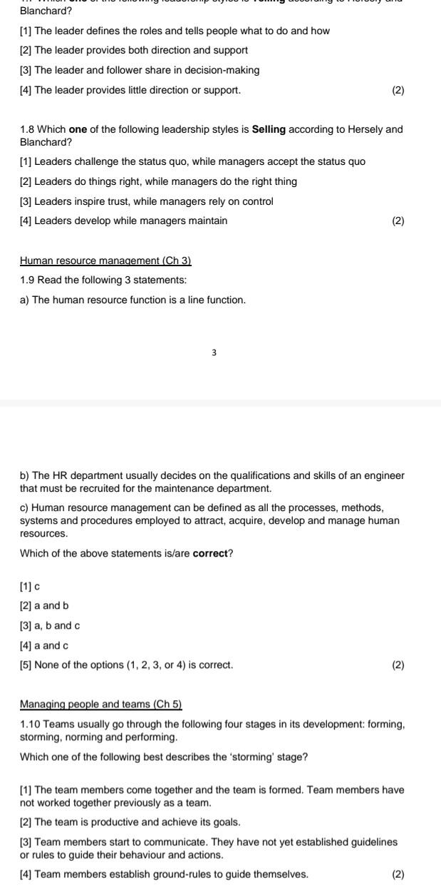 Blanchard? [1] The leader defines the roles and