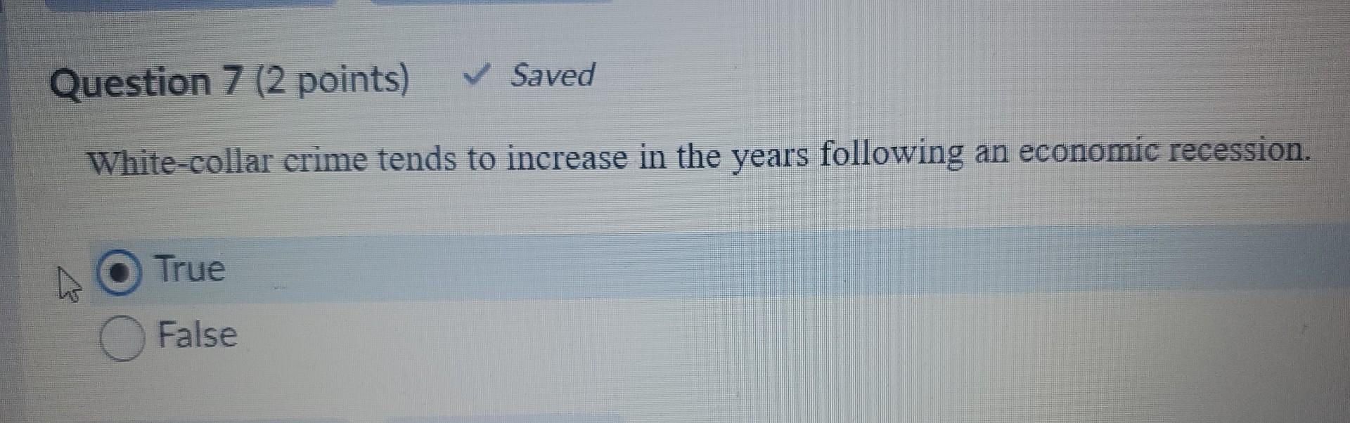 White-collar crime tends to increase in the years