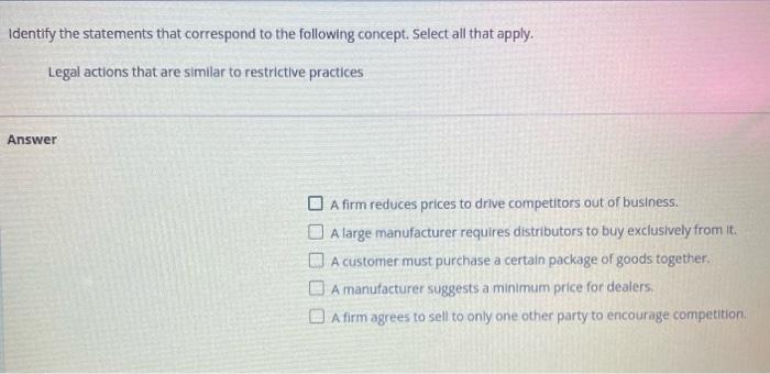 Identify the statements that correspond to the