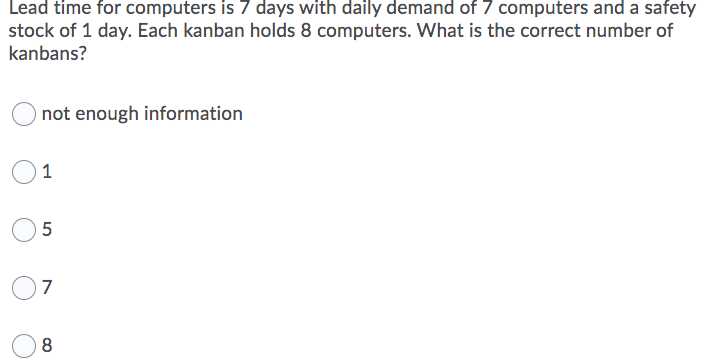 Lead time for computers is 7 days with daily