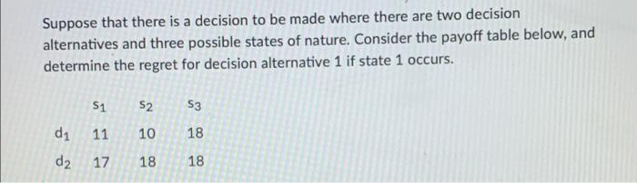 Suppose that there is a decision to be made where