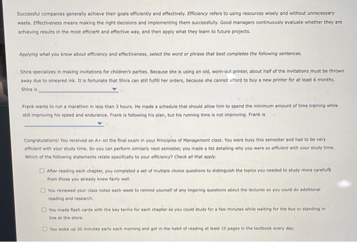 Successful companies generally achieve their