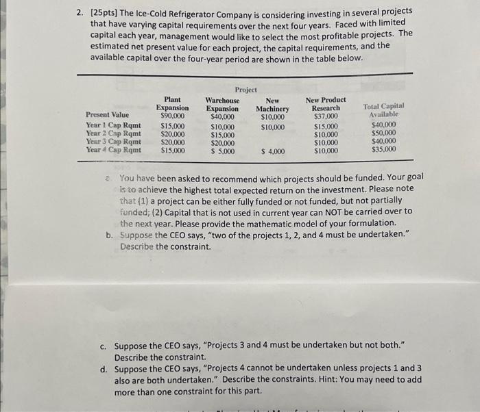 please answer dor me 2. [25pts] The Ice-Cold