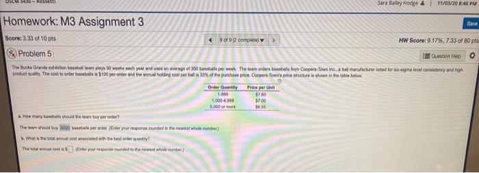 Sara Balley Hodge 6 | 11/03/20 8:46 PM Homework: