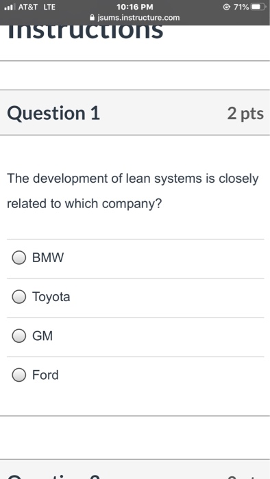 .. AT&T LTE @ 71% 10:16 PM jsums.instructure.com