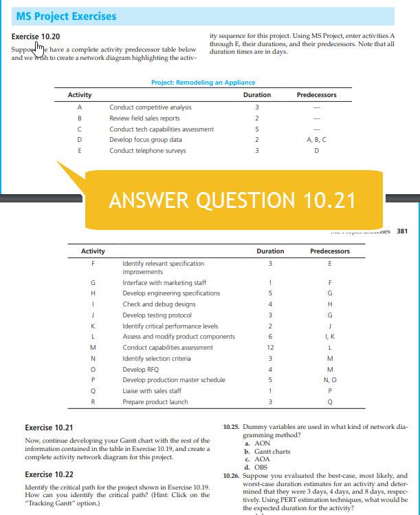 MS Project Exercises Exercise 10.20 Suppoudly