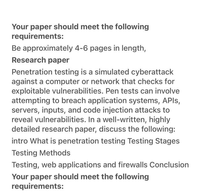 Your paper should meet the following