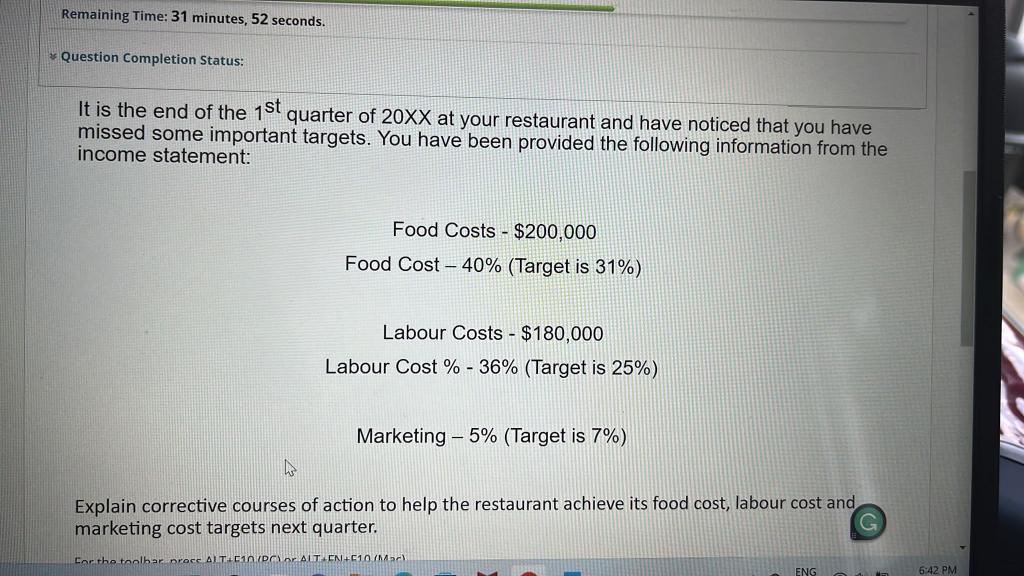 It is the end of the 1st quarter of 20XX at your