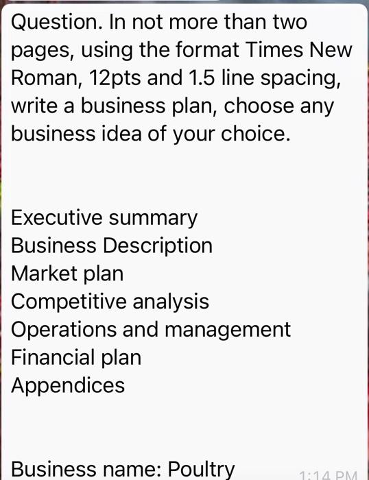 Question. In not more than two pages, using the