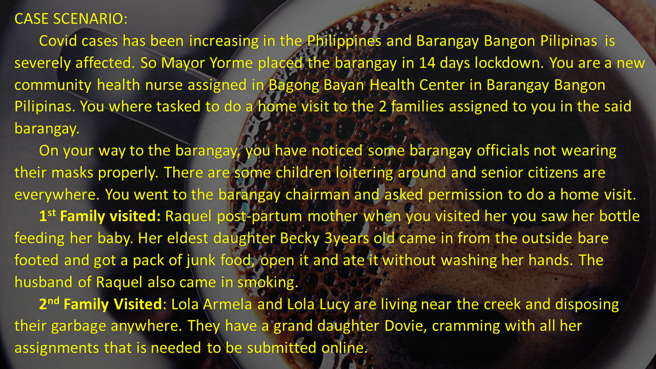 1. Read the case scenario. 2. Identify one