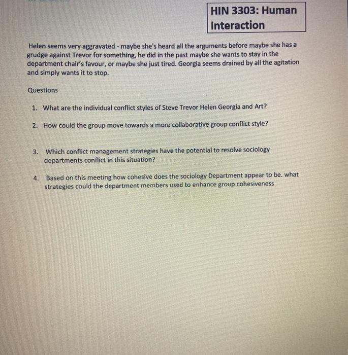 In Class Assignment Case study - Sociology in