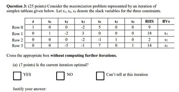 Question 3: (25 points) Consider the maximization