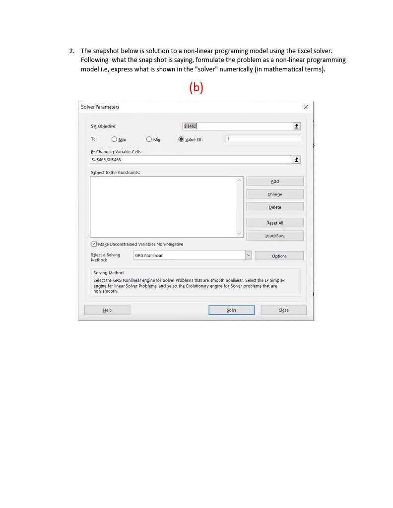 2. The snapshot below is solution to a non-linear