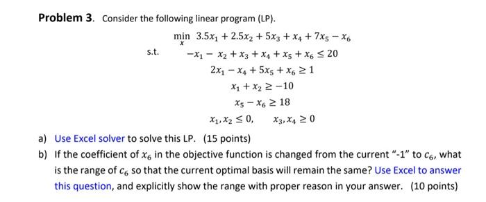 Problem 3. Consider the following linear program