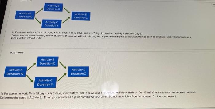 Activity B Durationx Activity A Activity D