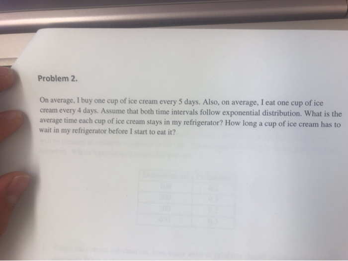 Problem 2. On average, I buy one cup of ice cream