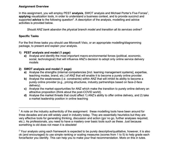 Assignment Overview In this assignment, you will