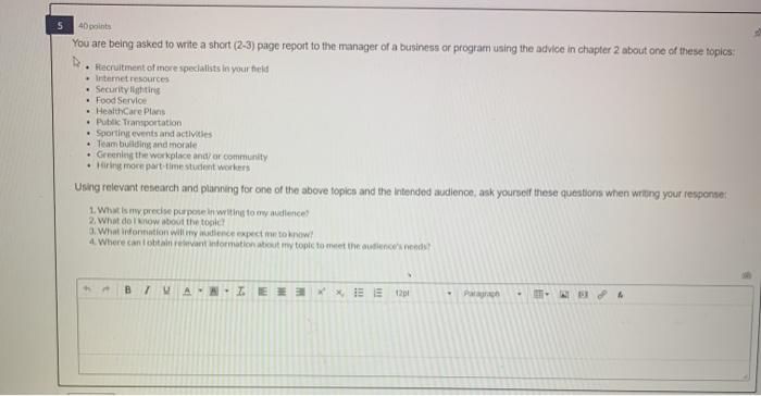 5 4 points You are being asked to write a short