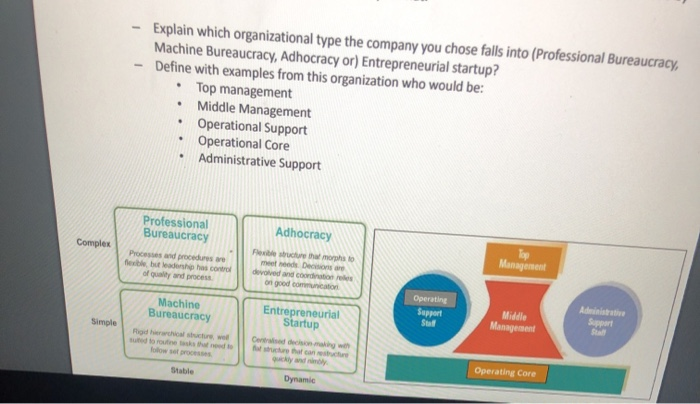 Explain which organizational type the company you