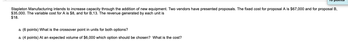 IU PUNTS Stapleton Manufacturing intends to