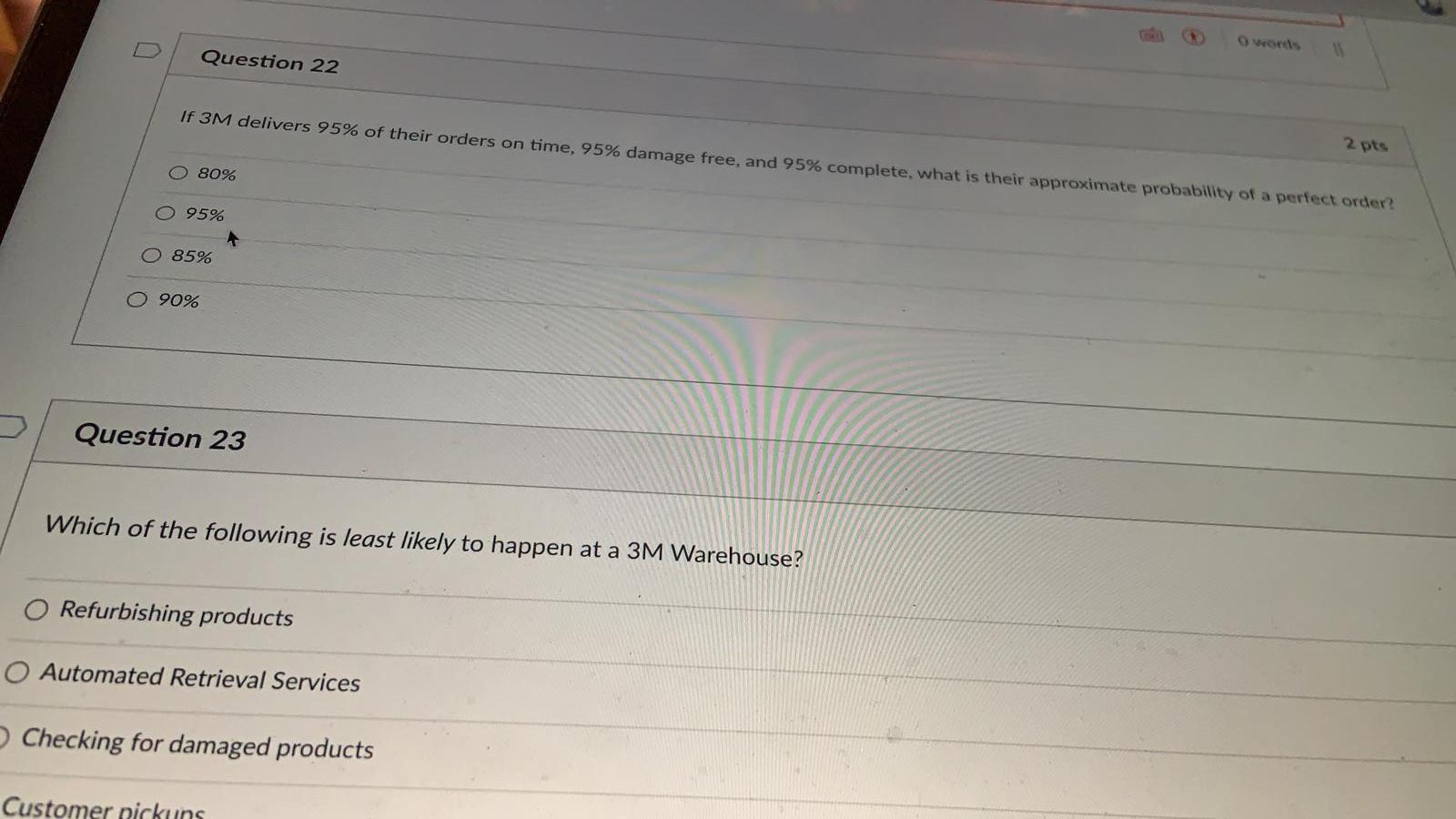 Question 20 2 pts This prompt is the same for